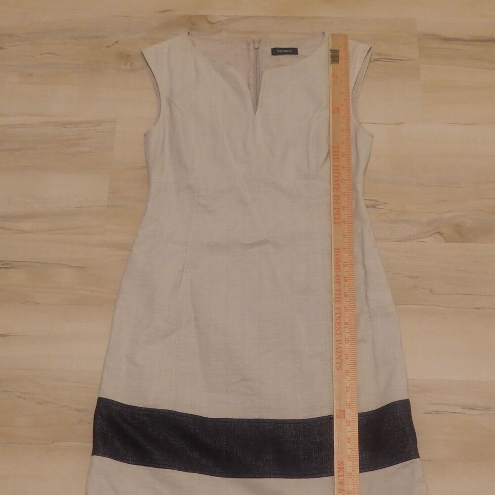 Max Co Women's Size 6 Dress Cotton Sheath Knit Cream Black Stripe Sleeveless - Picture 7 of 9